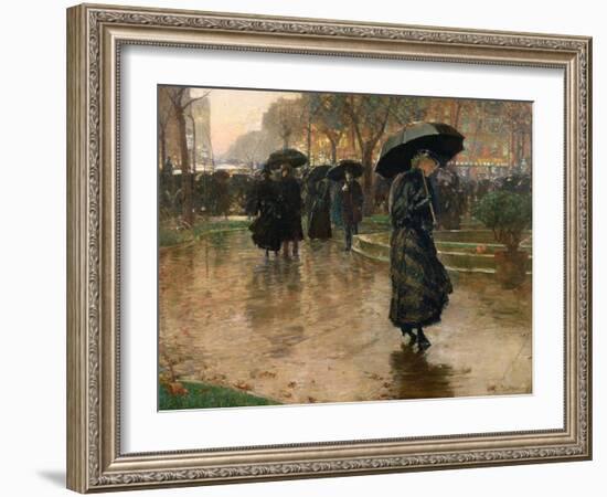 Rain Storm, Union Square, 1890-Childe Hassam-Framed Giclee Print