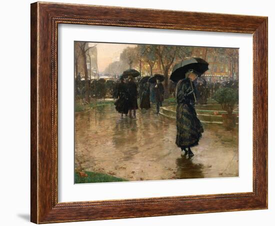 Rain Storm, Union Square, 1890-Childe Hassam-Framed Giclee Print