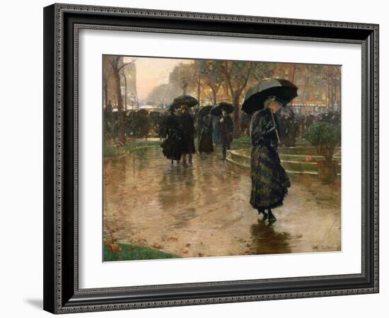 Rain Storm, Union Square, 1890-Childe Hassam-Framed Giclee Print