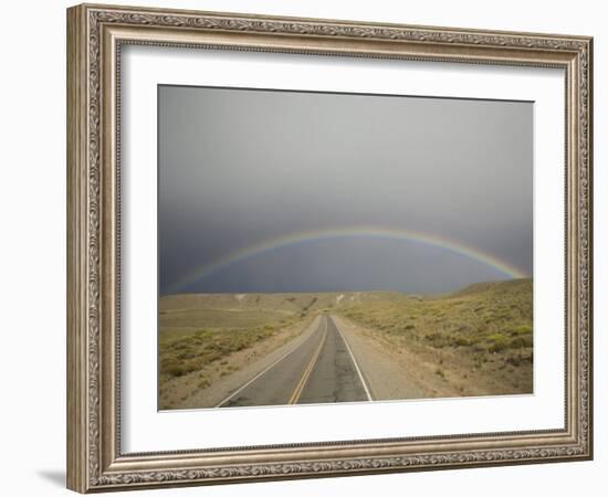 Rainbow Above the Pampas and Highway, Argentina, South America-Colin Brynn-Framed Photographic Print