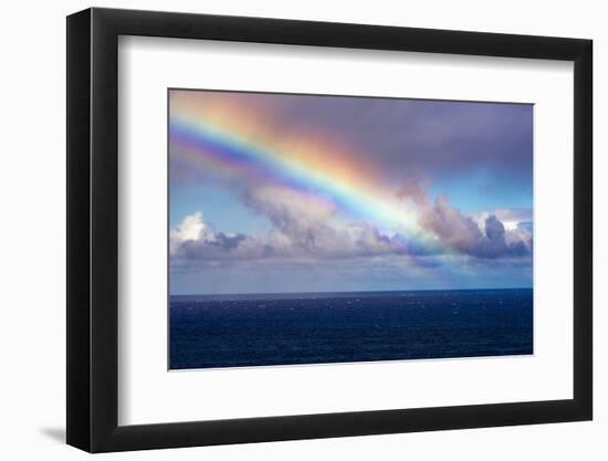 Rainbow and squall over the Pacific Ocean, Hanalei, Kauai, Hawaii, USA-Russ Bishop-Framed Photographic Print
