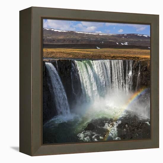 Rainbow and waterfall, Putoransky State Nature Reserve, Putorana Plateau, Siberia, Russia-Sergey Gorshkov-Framed Premier Image Canvas