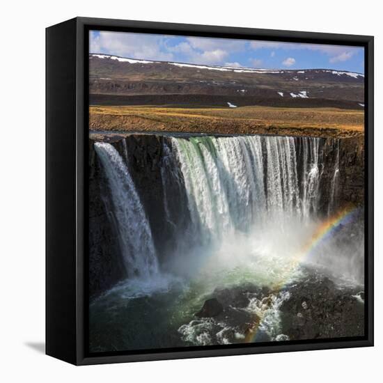 Rainbow and waterfall, Putoransky State Nature Reserve, Putorana Plateau, Siberia, Russia-Sergey Gorshkov-Framed Premier Image Canvas