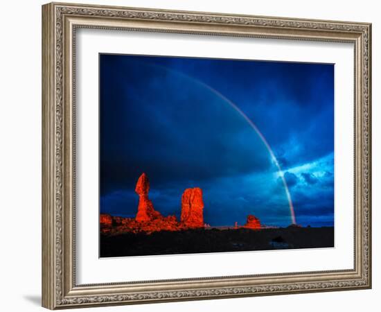 Rainbow at Balanced Rock, Arches National Park, Utah Stormlight at Sunset Entrada Sandstone-Tom Till-Framed Photographic Print