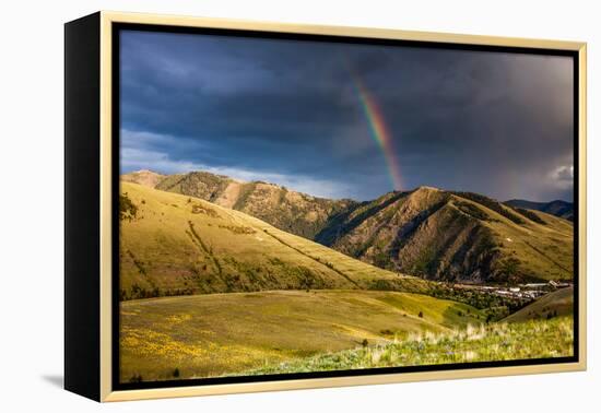 Rainbow at Sunset over Hellgate Canyon in Missoula, Montana-James White-Framed Premier Image Canvas