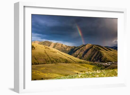 Rainbow at Sunset over Hellgate Canyon in Missoula, Montana-James White-Framed Photographic Print