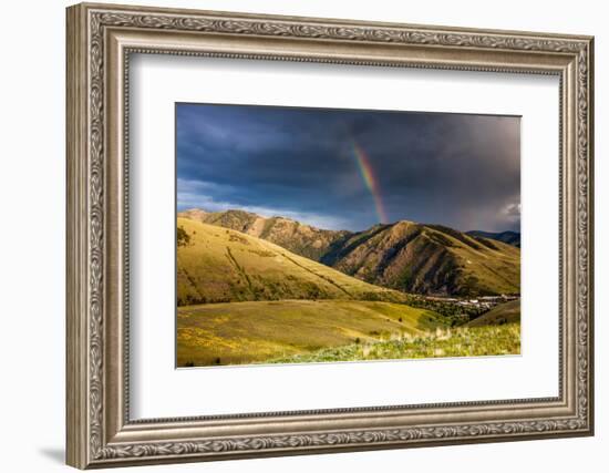 Rainbow at Sunset over Hellgate Canyon in Missoula, Montana-James White-Framed Photographic Print