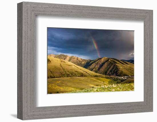 Rainbow at Sunset over Hellgate Canyon in Missoula, Montana-James White-Framed Photographic Print