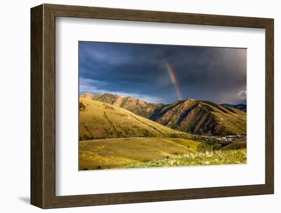 Rainbow at Sunset over Hellgate Canyon in Missoula, Montana-James White-Framed Photographic Print