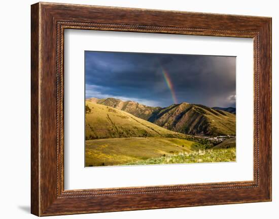 Rainbow at Sunset over Hellgate Canyon in Missoula, Montana-James White-Framed Photographic Print