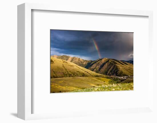 Rainbow at Sunset over Hellgate Canyon in Missoula, Montana-James White-Framed Photographic Print