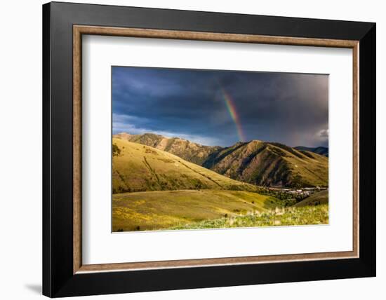 Rainbow at Sunset over Hellgate Canyon in Missoula, Montana-James White-Framed Photographic Print