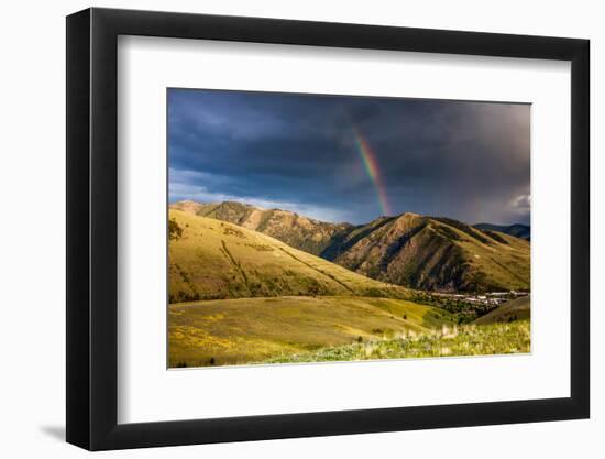 Rainbow at Sunset over Hellgate Canyon in Missoula, Montana-James White-Framed Photographic Print