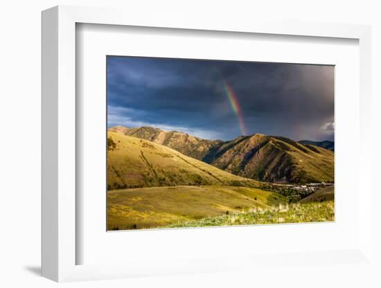 Rainbow at Sunset over Hellgate Canyon in Missoula, Montana-James White-Framed Photographic Print