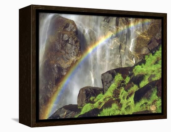 Rainbow at the Base of Bridal Veil Falls, Yosemite National Park, California, USA-Christopher Talbot Frank-Framed Premier Image Canvas