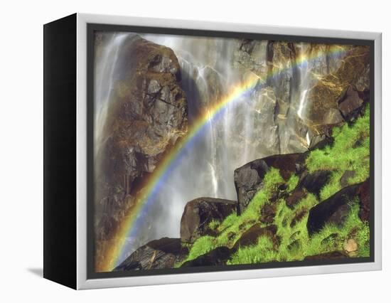 Rainbow at the Base of Bridal Veil Falls, Yosemite National Park, California, USA-Christopher Talbot Frank-Framed Premier Image Canvas