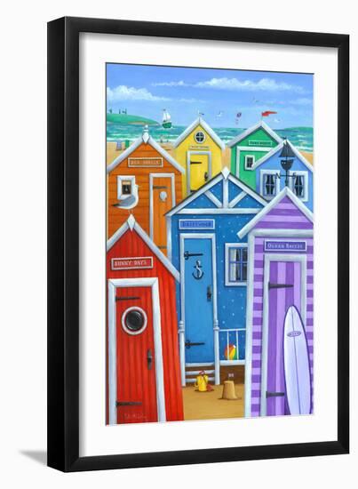 Rainbow Beach Huts-Peter Adderley-Framed Art Print