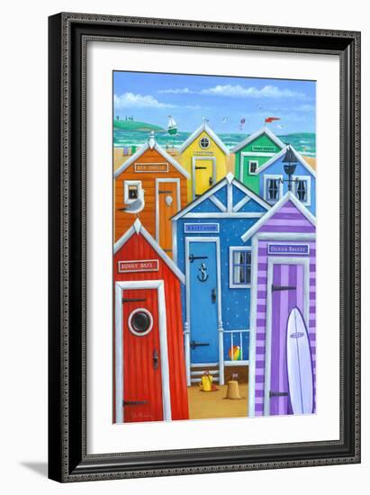 Rainbow Beach Huts-Peter Adderley-Framed Art Print