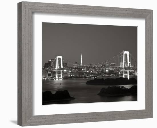 Rainbow Bridge and Tokyo Bay from Odaiba, Tokyo, Japan-Jon Arnold-Framed Photographic Print