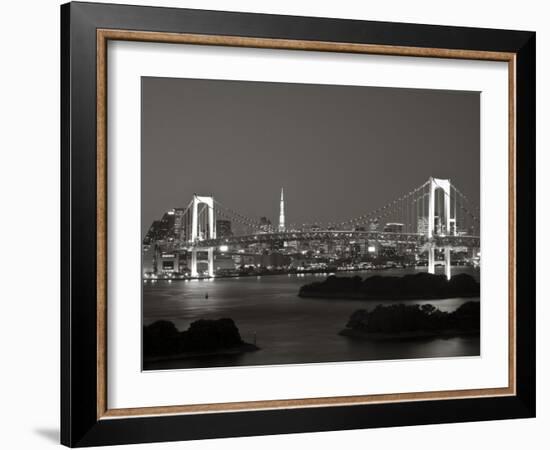 Rainbow Bridge and Tokyo Bay from Odaiba, Tokyo, Japan-Jon Arnold-Framed Photographic Print