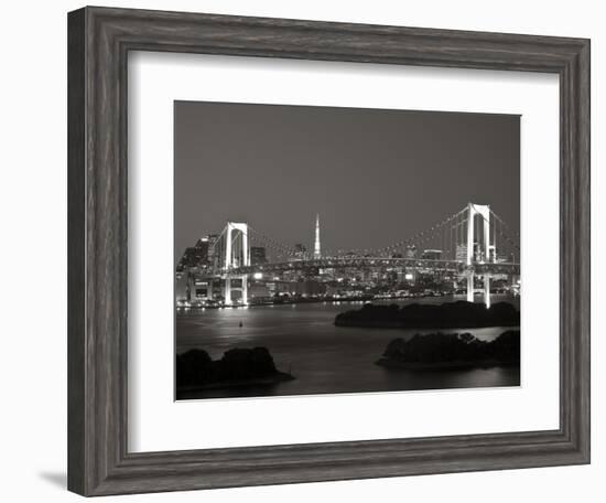 Rainbow Bridge and Tokyo Bay from Odaiba, Tokyo, Japan-Jon Arnold-Framed Photographic Print