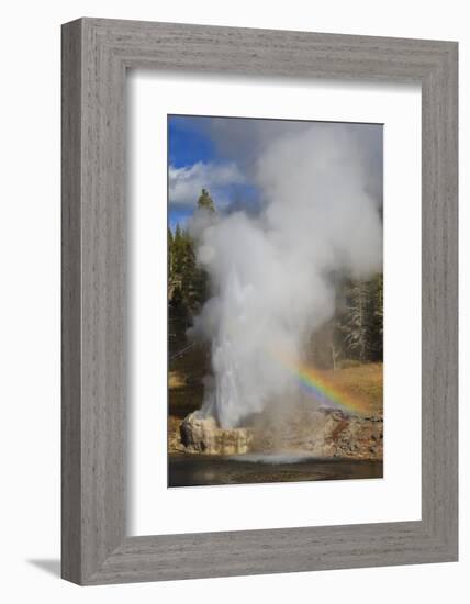 Rainbow Cast by Eruption of Riverside Geyser-Eleanor-Framed Photographic Print