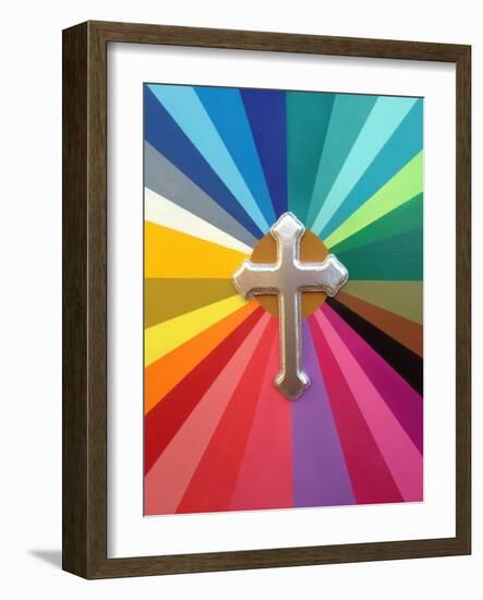 Rainbow Cross-Abstract Graffiti-Framed Giclee Print