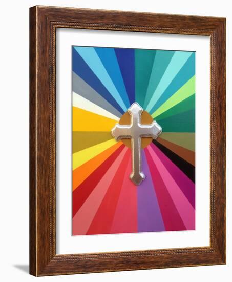 Rainbow Cross-Abstract Graffiti-Framed Giclee Print