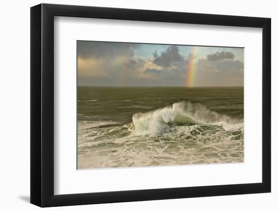 Rainbow, Early Morning, Seascape, Depoe Bay, Oregon, Usa-Michel Hersen-Framed Photographic Print