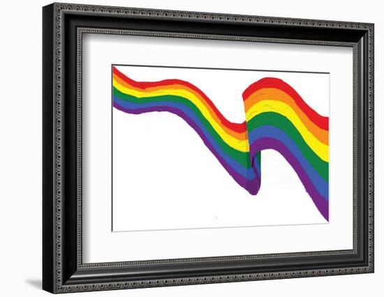 Rainbow Flag Oil Paint Brush Style Watercolor Background.Lgbt Pride Month Watercolor Texture Concep-Only Flags-Framed Photographic Print