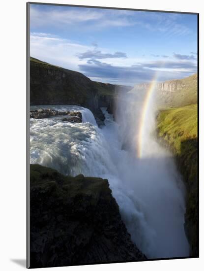 Rainbow Forms as Hvita River Pours over Gullfoss Waterfall, Arnessysla County, Iceland-Paul Souders-Mounted Photographic Print