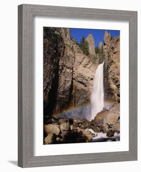 Rainbow Forms over Waterfall, Yellowstone National Park, Wyoming, Usa-Dennis Flaherty-Framed Photographic Print