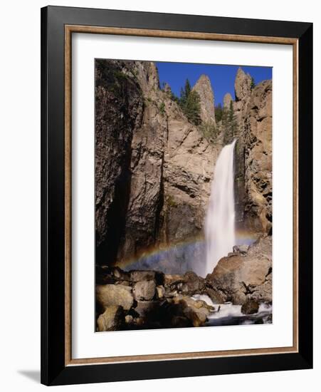 Rainbow Forms over Waterfall, Yellowstone National Park, Wyoming, Usa-Dennis Flaherty-Framed Photographic Print