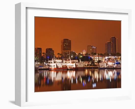 Rainbow Harbor and Skyline, Long Beach City, Los Angeles, California, USA-Richard Cummins-Framed Photographic Print