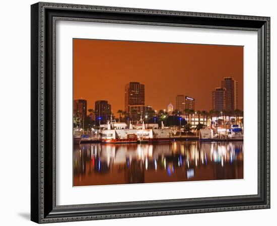Rainbow Harbor and Skyline, Long Beach City, Los Angeles, California, USA-Richard Cummins-Framed Photographic Print