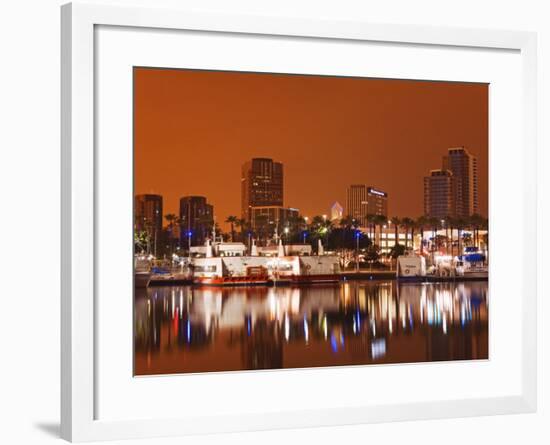 Rainbow Harbor and Skyline, Long Beach City, Los Angeles, California, USA-Richard Cummins-Framed Photographic Print