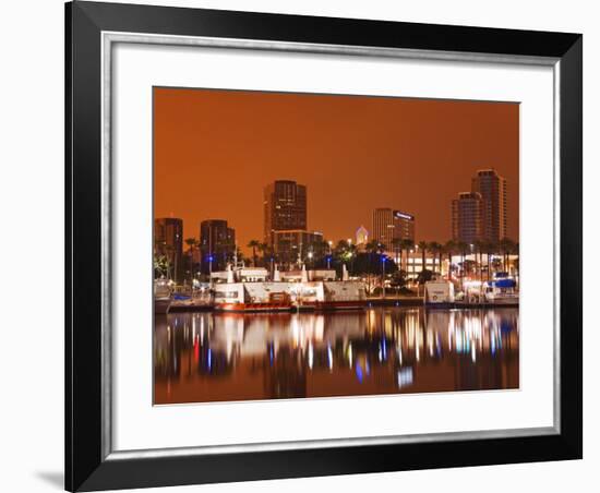 Rainbow Harbor and Skyline, Long Beach City, Los Angeles, California, USA-Richard Cummins-Framed Photographic Print