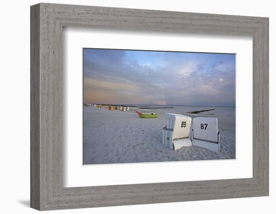 Rainbow in the Morning Sky over the Deserted Beach of the Baltic Sea of Ahrenshoop-Uwe Steffens-Framed Photographic Print