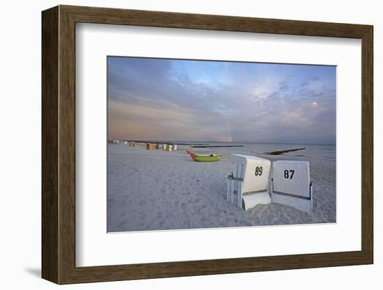 Rainbow in the Morning Sky over the Deserted Beach of the Baltic Sea of Ahrenshoop-Uwe Steffens-Framed Photographic Print