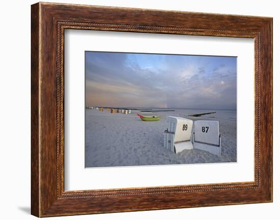 Rainbow in the Morning Sky over the Deserted Beach of the Baltic Sea of Ahrenshoop-Uwe Steffens-Framed Photographic Print