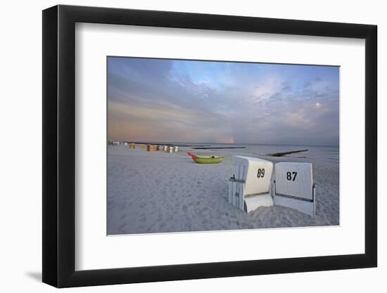 Rainbow in the Morning Sky over the Deserted Beach of the Baltic Sea of Ahrenshoop-Uwe Steffens-Framed Photographic Print
