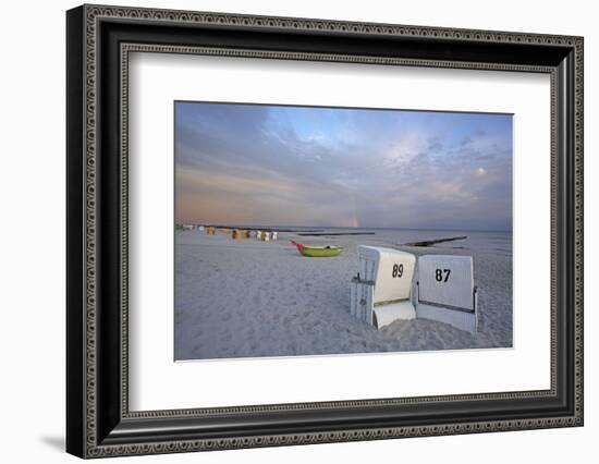 Rainbow in the Morning Sky over the Deserted Beach of the Baltic Sea of Ahrenshoop-Uwe Steffens-Framed Photographic Print