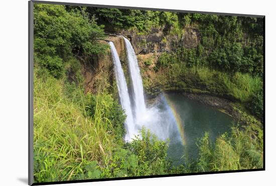 Rainbow in Wailua Falls, Kauai. Hawaii, Usa-Tom Norring-Mounted Photographic Print