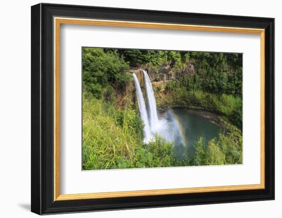 Rainbow in Wailua Falls, Kauai. Hawaii, Usa-Tom Norring-Framed Photographic Print