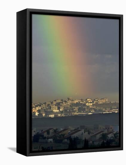 Rainbow is Seen over the Northern Gaza Strip, from the Israel-Gaza Border-null-Framed Premier Image Canvas