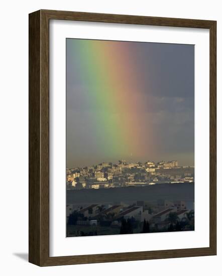Rainbow is Seen over the Northern Gaza Strip, from the Israel-Gaza Border-null-Framed Photographic Print