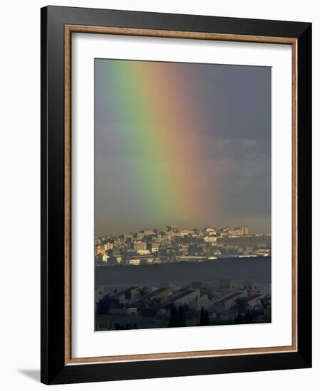 Rainbow is Seen over the Northern Gaza Strip, from the Israel-Gaza Border-null-Framed Photographic Print