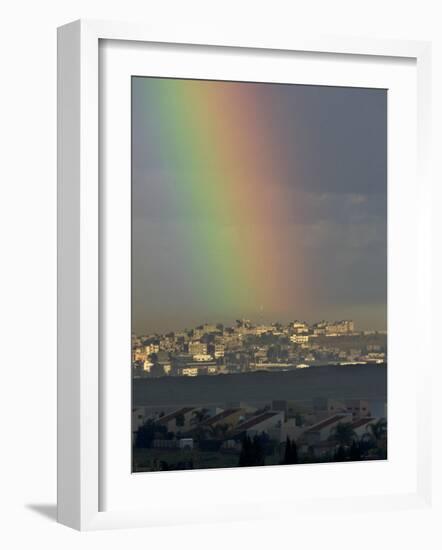 Rainbow is Seen over the Northern Gaza Strip, from the Israel-Gaza Border-null-Framed Photographic Print