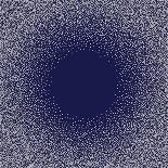 White Dots on Blue Background. Abstract Radial Gradient, Circle Halftone Dots, White Dotwork Engrav-Rainbow Nima-Framed Art Print