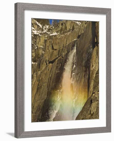 Rainbow on Upper Yosemite Falls in Yosemite National Park, California, USA-Chuck Haney-Framed Photographic Print